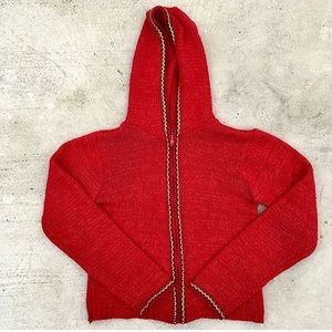 Vintage 🍒 Knit Sweater with hood cherry red